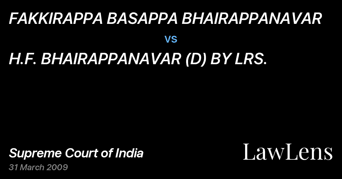 Preview image for FAKKIRAPPA BASAPPA BHAIRAPPANAVAR vs. H.F. BHAIRAPPANAVAR (D) BY LRS.