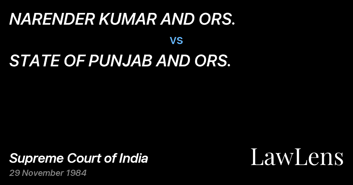 Preview image for NARENDER KUMAR AND ORS. vs. STATE OF PUNJAB AND ORS.