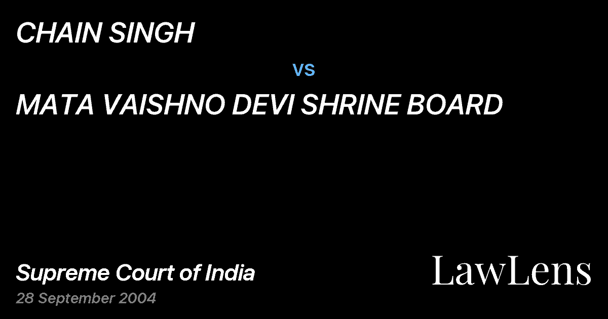 Preview image for CHAIN SINGH vs. MATA VAISHNO DEVI SHRINE BOARD