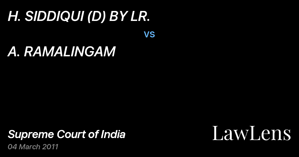 Preview image for H. SIDDIQUI (D) BY LR. vs. A. RAMALINGAM