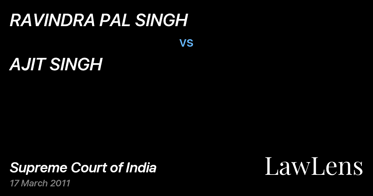 Preview image for RAVINDRA PAL SINGH vs. AJIT SINGH