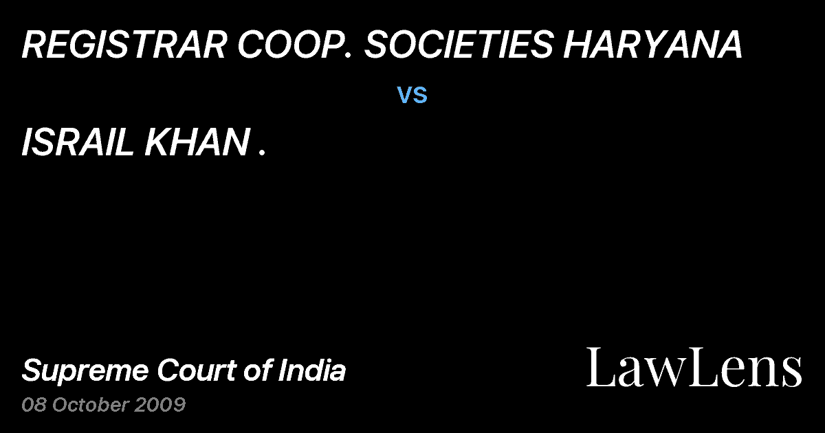 Preview image for REGISTRAR COOP. SOCIETIES HARYANA vs. ISRAIL KHAN .