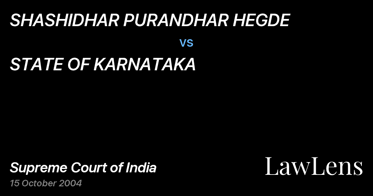Preview image for SHASHIDHAR PURANDHAR HEGDE vs. STATE OF KARNATAKA