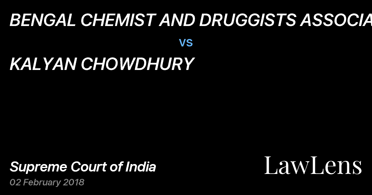 Preview image for BENGAL CHEMIST AND DRUGGISTS ASSOCIATION vs. KALYAN CHOWDHURY