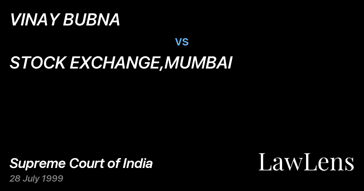 Preview image for VINAY BUBNA vs. STOCK EXCHANGE,MUMBAI