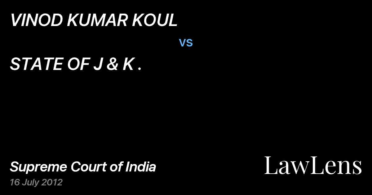 Preview image for VINOD KUMAR KOUL vs. STATE OF J & K .