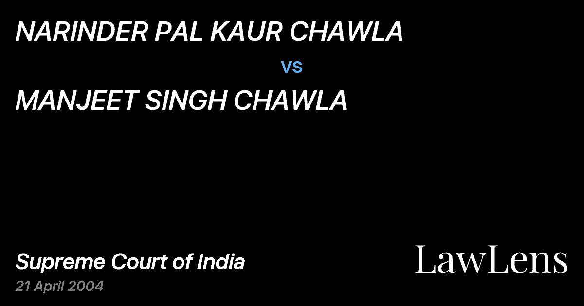 Preview image for NARINDER PAL KAUR CHAWLA vs. MANJEET SINGH CHAWLA