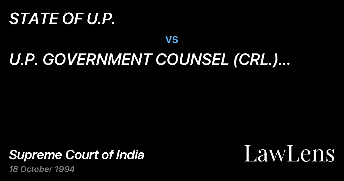 Preview image for STATE OF U.P. vs. U.P. GOVERNMENT COUNSEL (CRL.) WELFARE ASSOCIATION