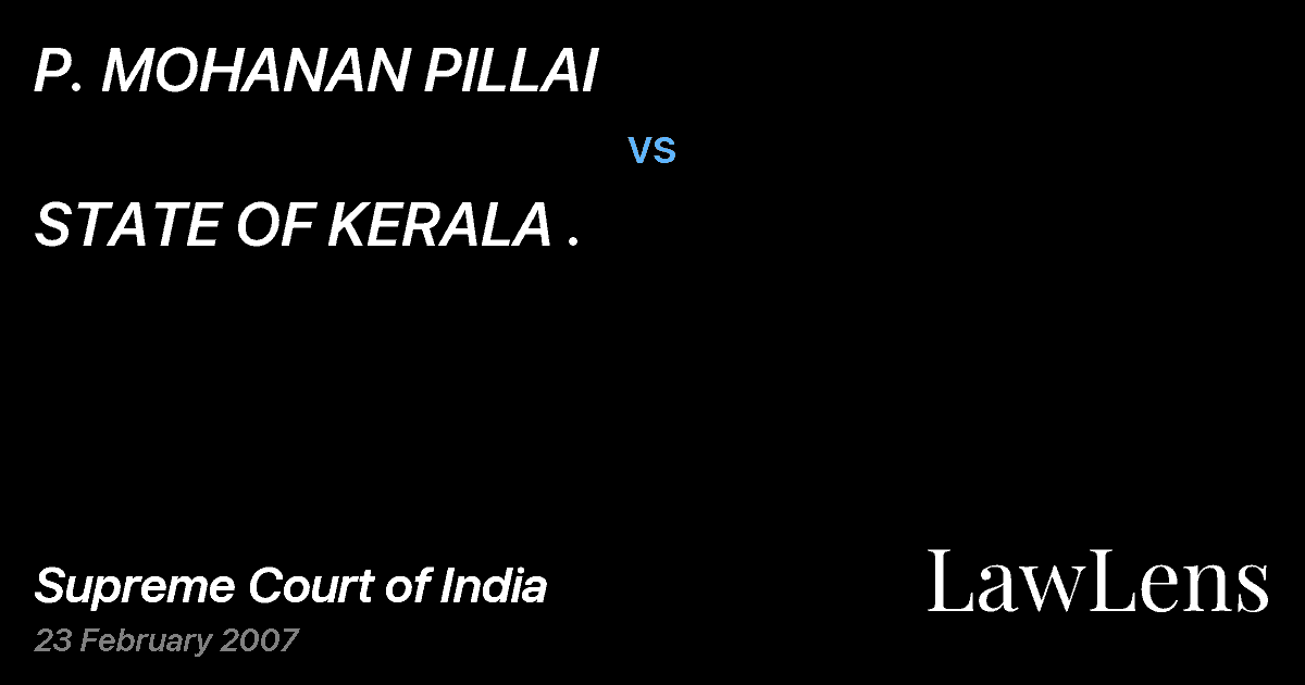 Preview image for P. MOHANAN PILLAI vs. STATE OF KERALA .
