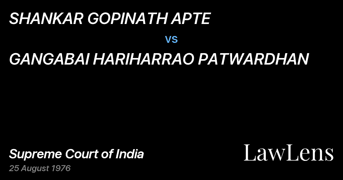 Preview image for SHANKAR GOPINATH APTE vs. GANGABAI HARIHARRAO PATWARDHAN
