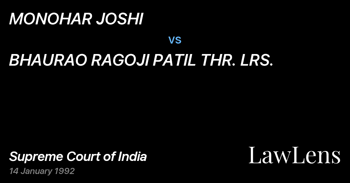 Preview image for MONOHAR JOSHI vs. BHAURAO RAGOJI PATIL THR. LRS.