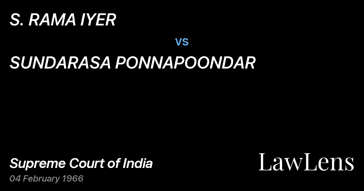 Preview image for S. RAMA IYER vs. SUNDARASA PONNAPOONDAR