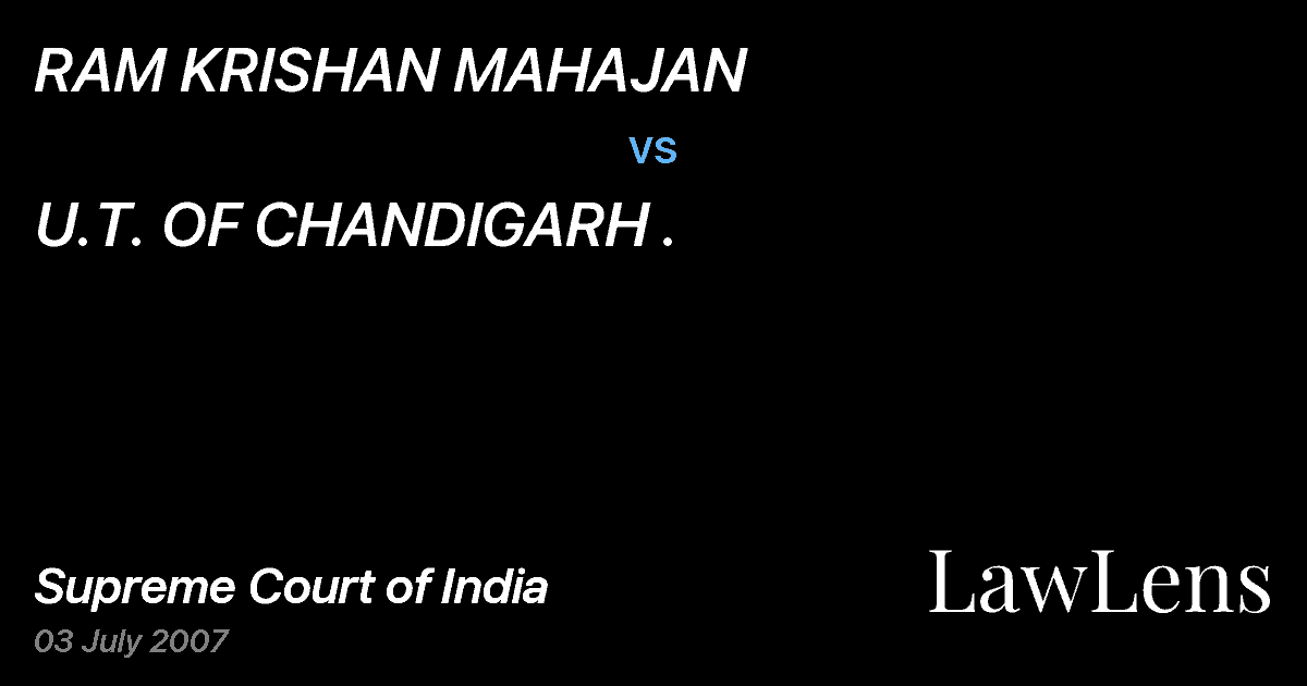 Preview image for RAM KRISHAN MAHAJAN vs. U.T. OF CHANDIGARH .