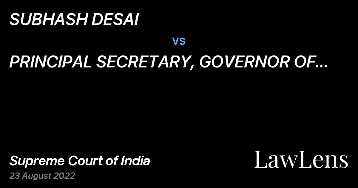 Preview image for SUBHASH DESAI vs. PRINCIPAL SECRETARY, GOVERNOR OF MAHARASHTRA
