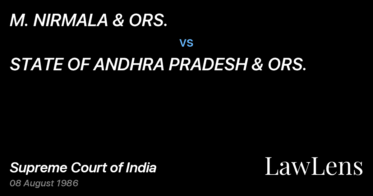 Preview image for M. NIRMALA & ORS. vs. STATE OF ANDHRA PRADESH & ORS.