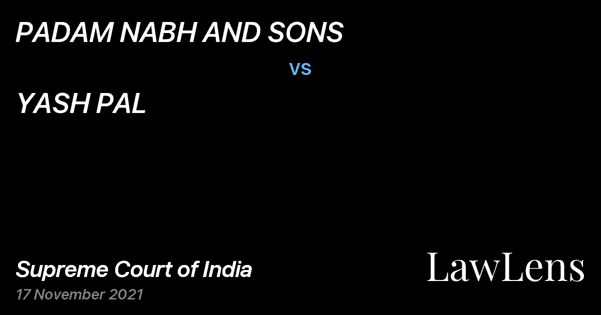 Preview image for PADAM NABH AND SONS vs. YASH PAL