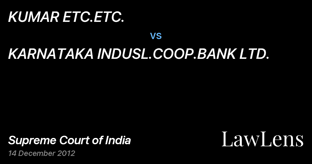 Preview image for KUMAR ETC.ETC. vs. KARNATAKA INDUSL.COOP.BANK LTD.