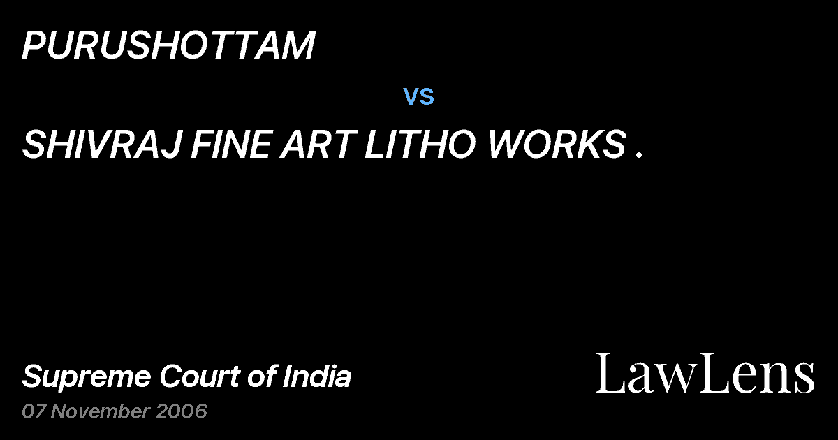 Preview image for PURUSHOTTAM vs. SHIVRAJ FINE ART LITHO WORKS .