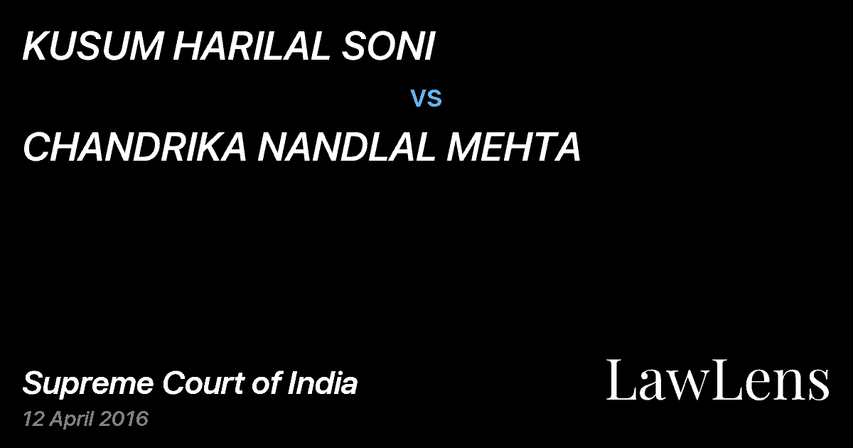 Preview image for KUSUM HARILAL SONI vs. CHANDRIKA NANDLAL MEHTA