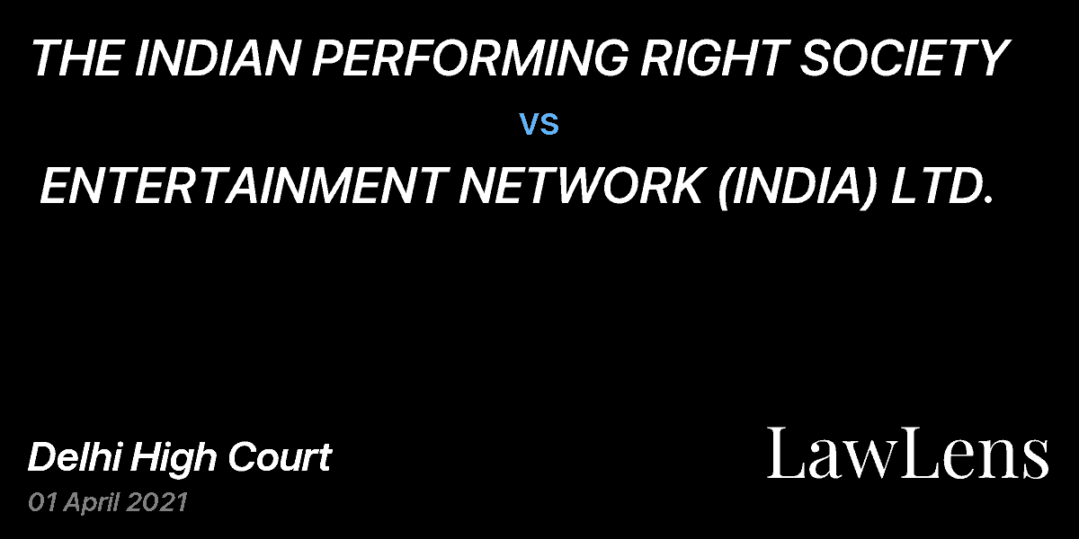 Preview image for THE INDIAN PERFORMING RIGHT SOCIETY vs. ENTERTAINMENT NETWORK (INDIA) LTD.