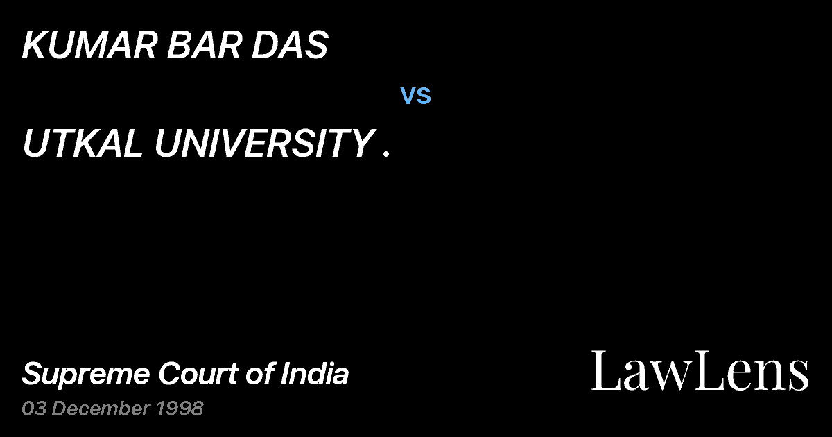 Preview image for KUMAR BAR DAS vs. UTKAL UNIVERSITY .