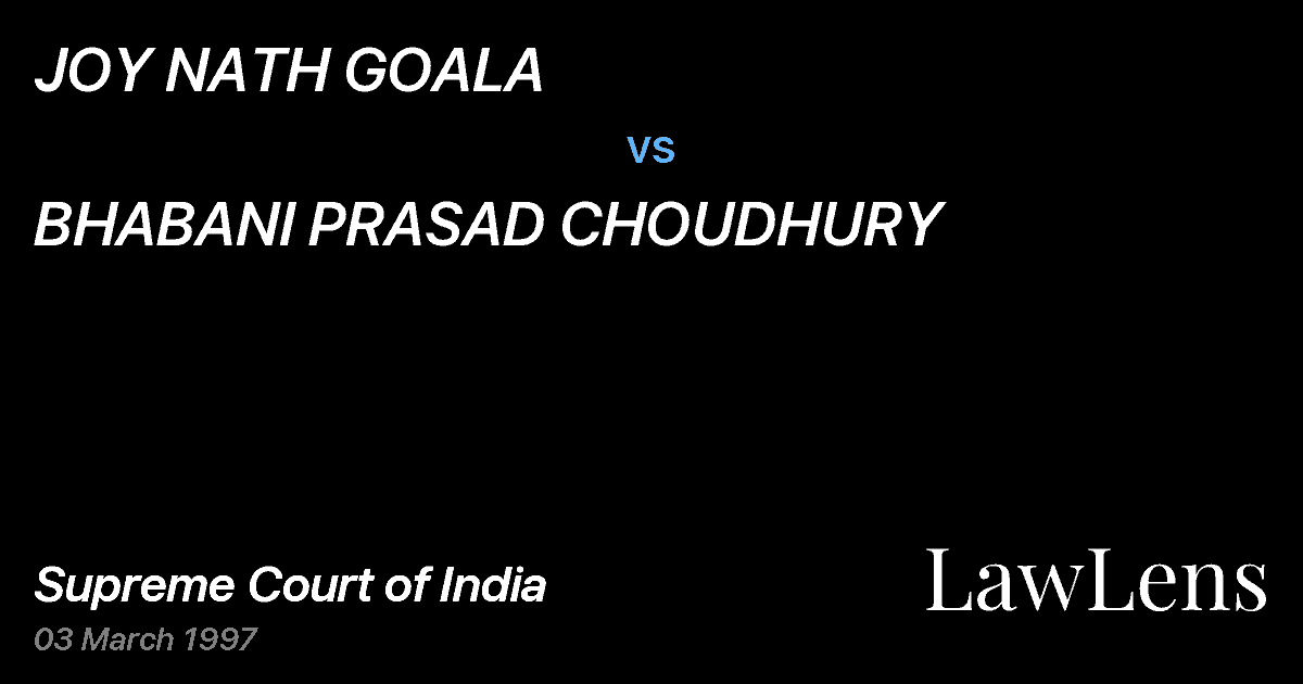 Preview image for JOY NATH GOALA vs. BHABANI PRASAD CHOUDHURY