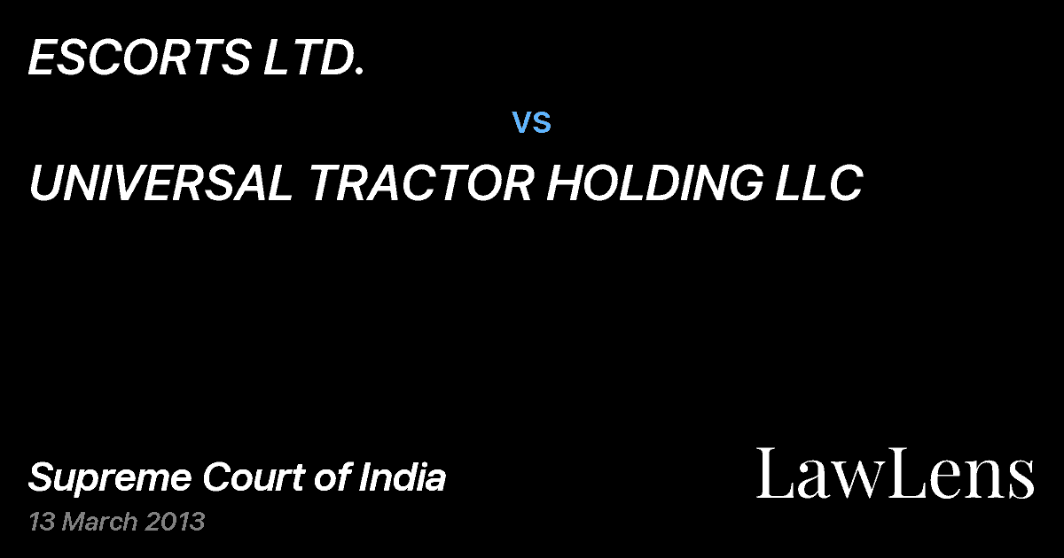Preview image for ESCORTS LTD. vs. UNIVERSAL TRACTOR HOLDING LLC
