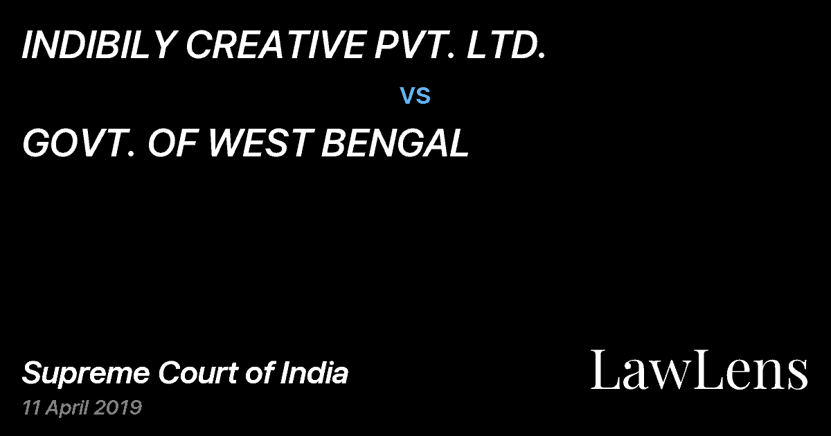 Preview image for INDIBILY CREATIVE PVT. LTD. vs. GOVT. OF WEST BENGAL