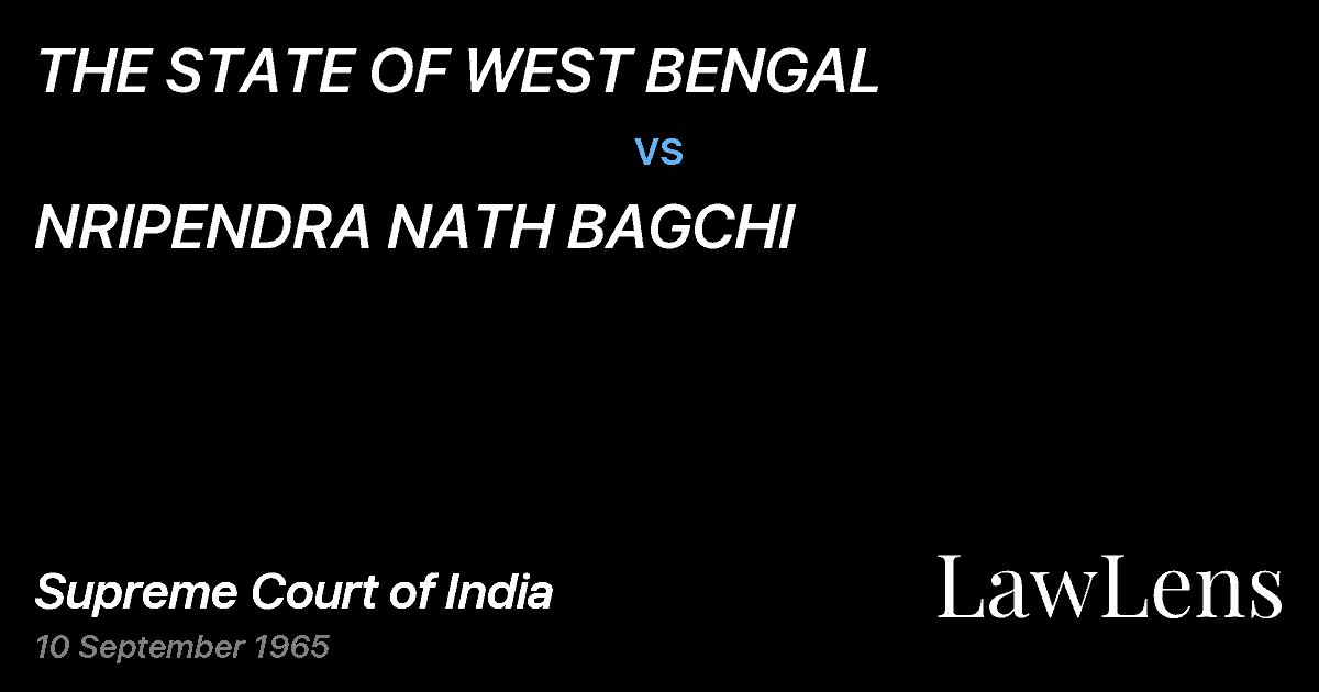 Preview image for THE STATE OF WEST BENGAL vs. NRIPENDRA NATH BAGCHI