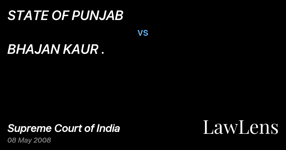 Preview image for STATE OF PUNJAB vs. BHAJAN KAUR .