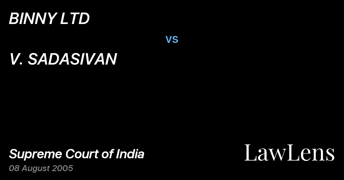 Preview image for BINNY LTD vs. V. SADASIVAN