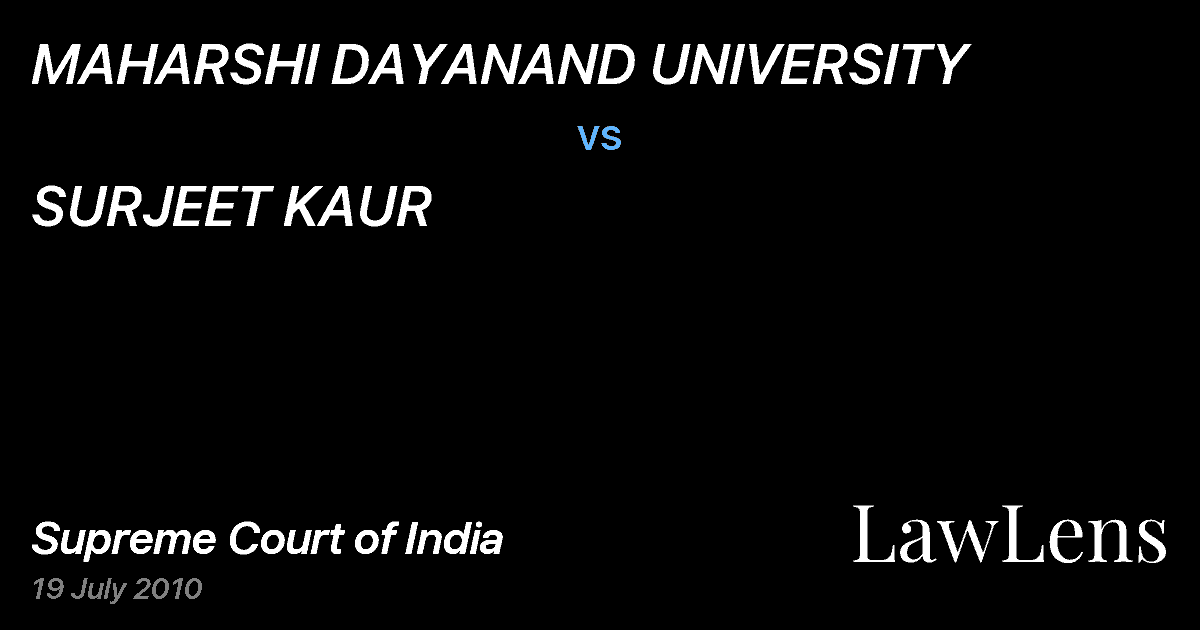 Preview image for MAHARSHI DAYANAND UNIVERSITY vs. SURJEET KAUR