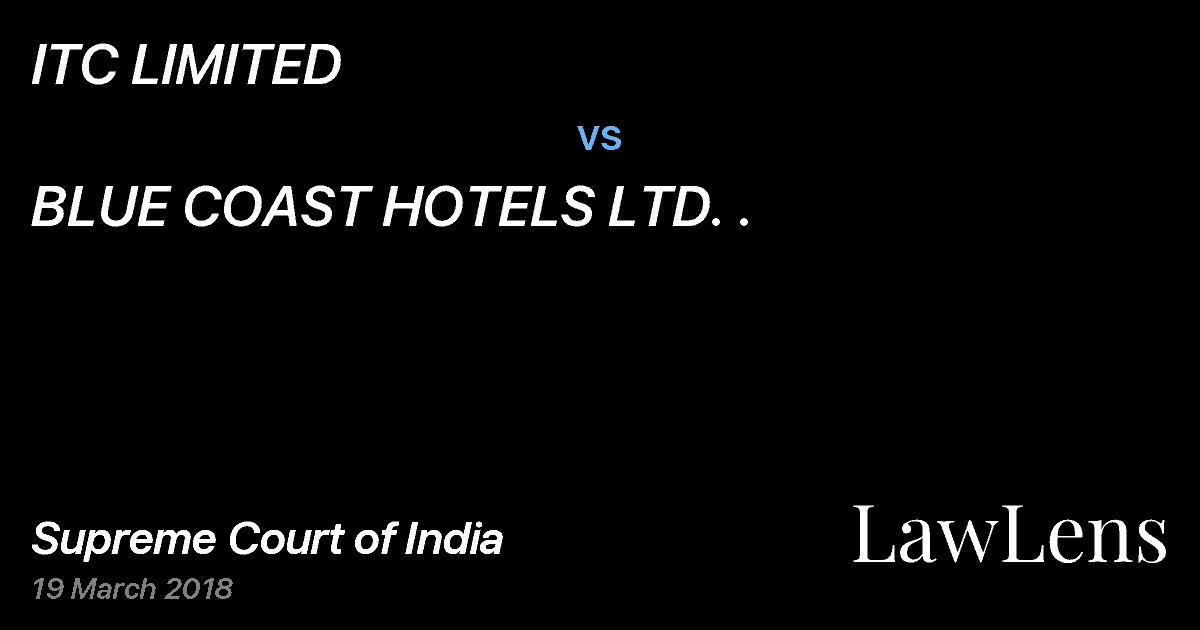 Preview image for ITC LIMITED vs. BLUE COAST HOTELS LTD. .