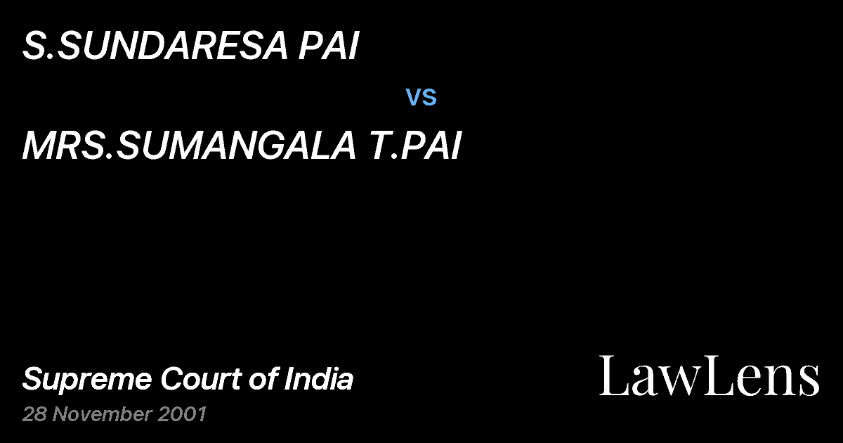 Preview image for S.SUNDARESA PAI vs. MRS.SUMANGALA T.PAI