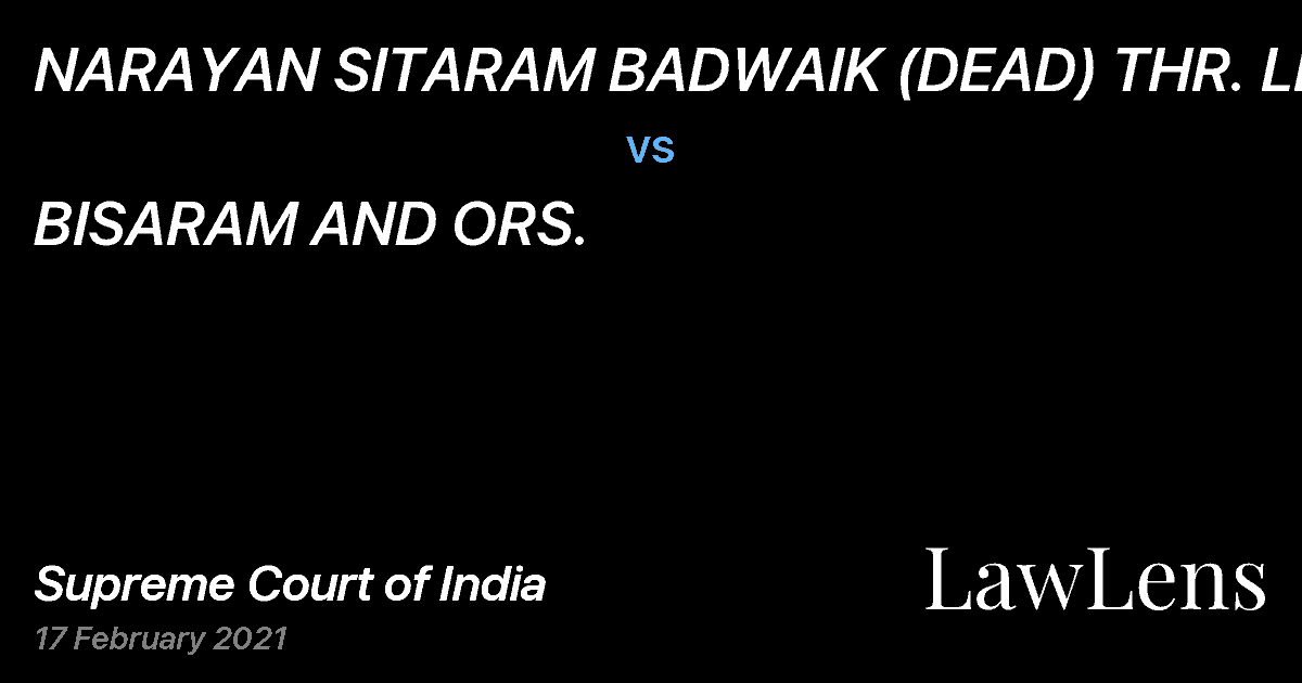 Preview image for NARAYAN SITARAM BADWAIK (DEAD) THR. LRS. vs. BISARAM AND ORS.