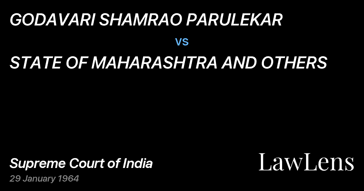 Preview image for GODAVARI SHAMRAO PARULEKAR vs. STATE OF MAHARASHTRA AND OTHERS