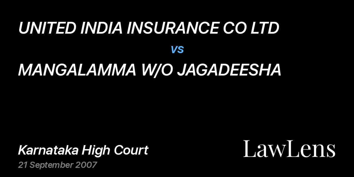 Preview image for UNITED INDIA INSURANCE CO LTD vs. MANGALAMMA W/O JAGADEESHA