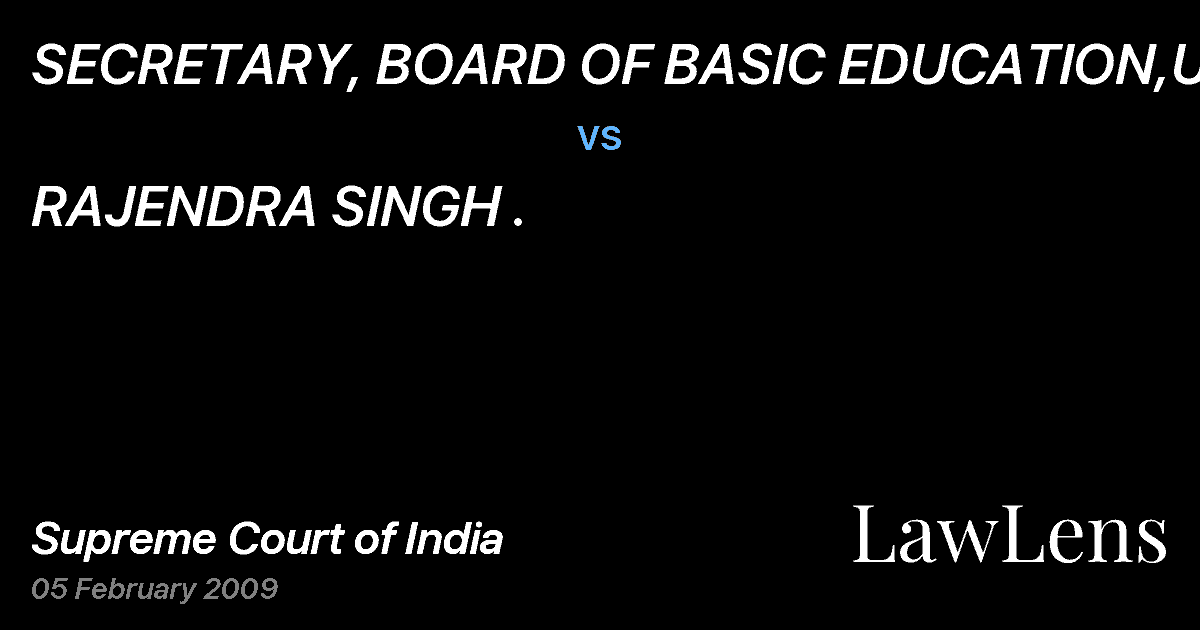 Preview image for SECRETARY, BOARD OF BASIC EDUCATION,U.P. vs. RAJENDRA SINGH .