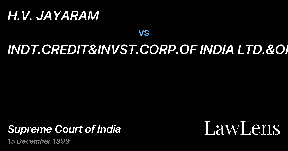 Preview image for H.V. JAYARAM vs. INDT.CREDIT&INVST.CORP.OF INDIA LTD.&ORS