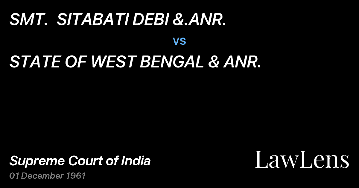 Preview image for SMT.  SITABATI DEBI &.ANR. vs. STATE OF WEST BENGAL & ANR.