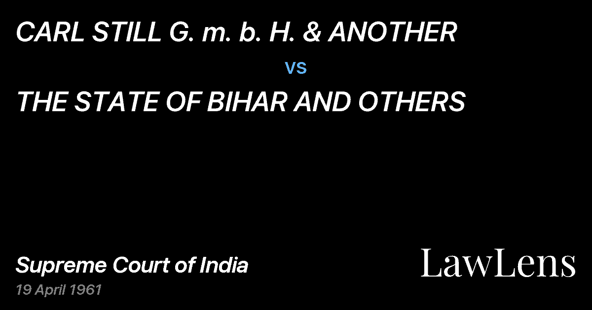 Preview image for CARL STILL G. m. b. H. & ANOTHER vs. THE STATE OF BIHAR AND OTHERS