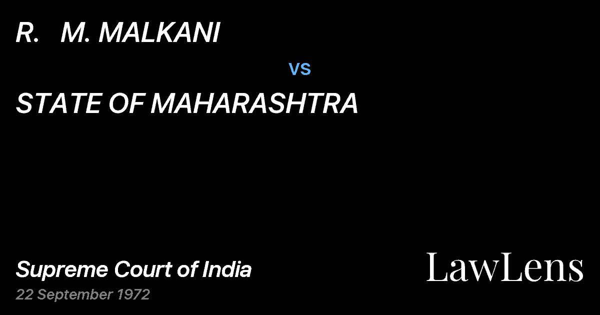 Preview image for R.   M. MALKANI vs. STATE OF MAHARASHTRA