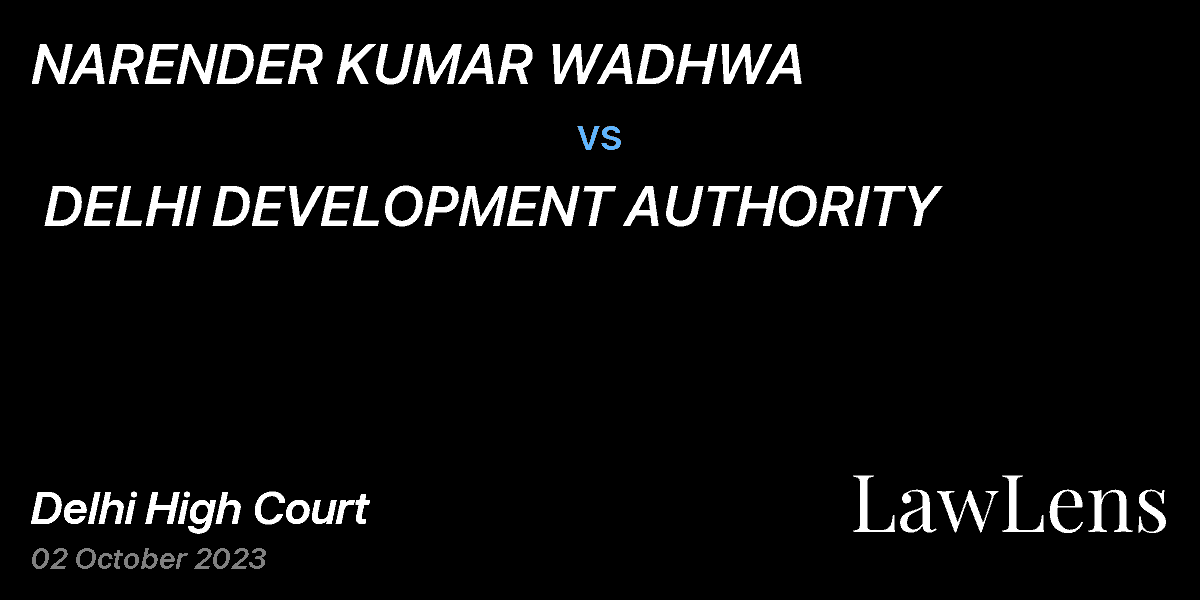 Preview image for NARENDER KUMAR WADHWA  vs.  DELHI DEVELOPMENT AUTHORITY