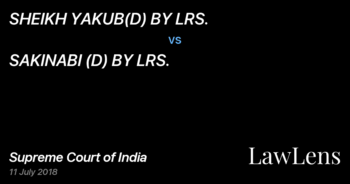 Preview image for SHEIKH YAKUB(D) BY LRS. vs. SAKINABI (D) BY LRS.