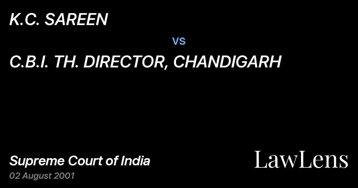 Preview image for K.C. SAREEN vs. C.B.I. TH. DIRECTOR, CHANDIGARH