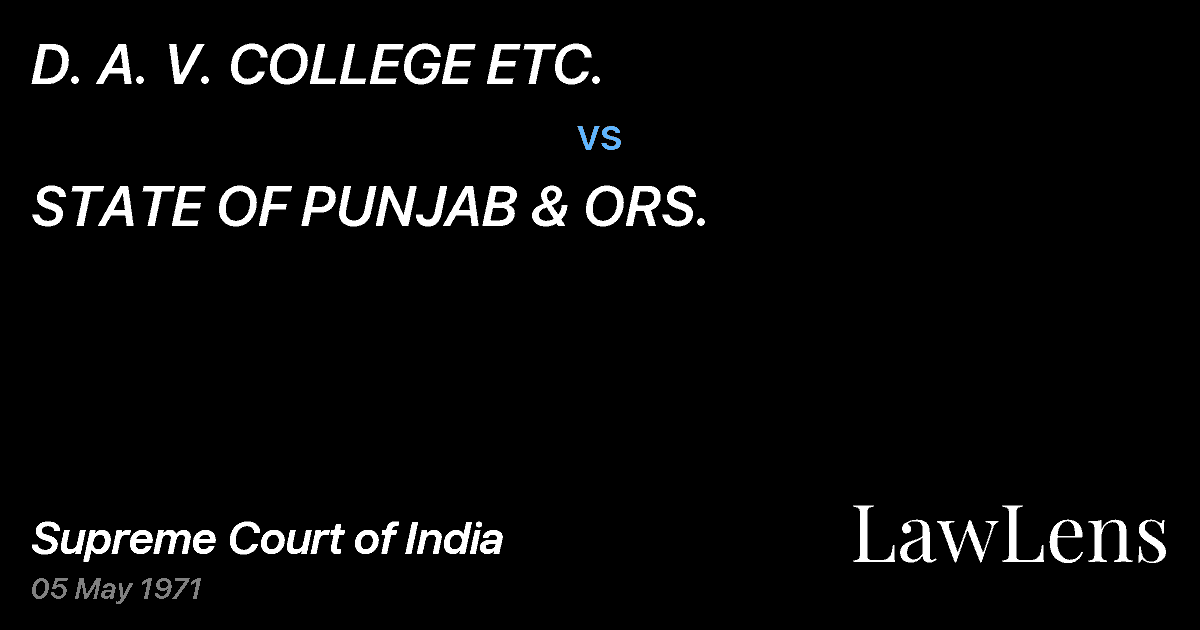 Preview image for D. A. V. COLLEGE ETC. vs. STATE OF PUNJAB & ORS.