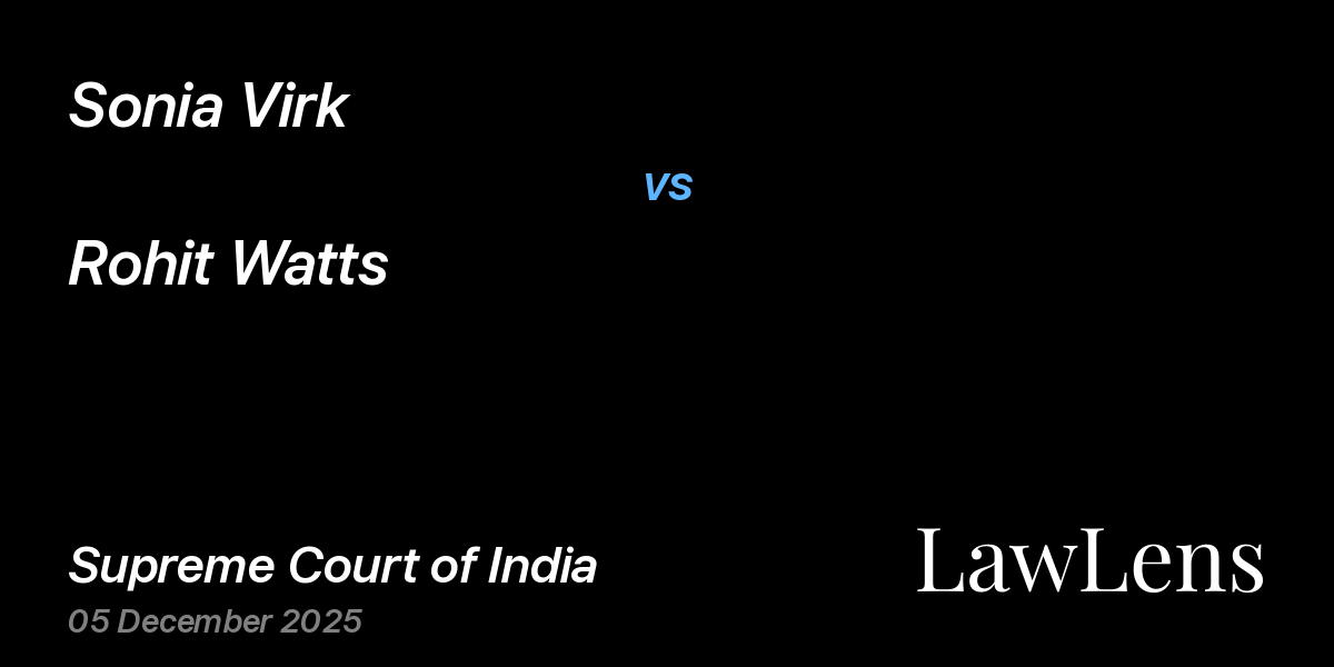 Preview image for Sonia Virk vs. Rohit Watts