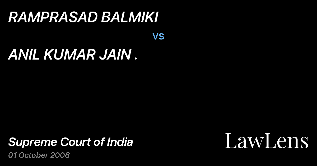 Preview image for RAMPRASAD BALMIKI vs. ANIL KUMAR JAIN .