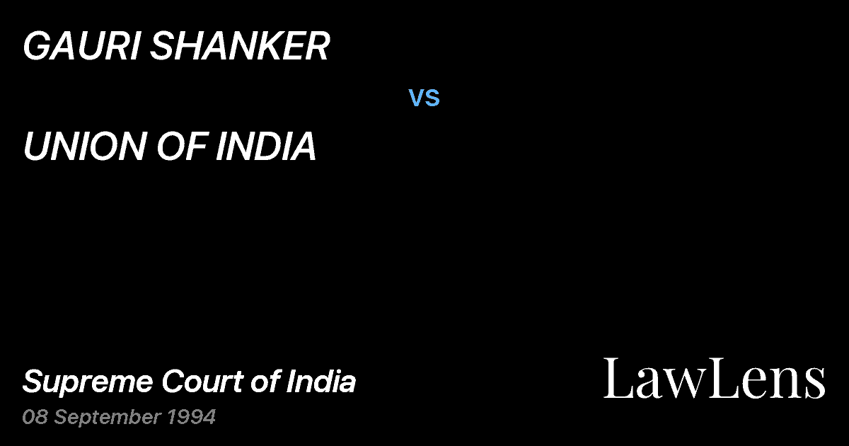 Preview image for GAURI SHANKER vs. UNION OF INDIA