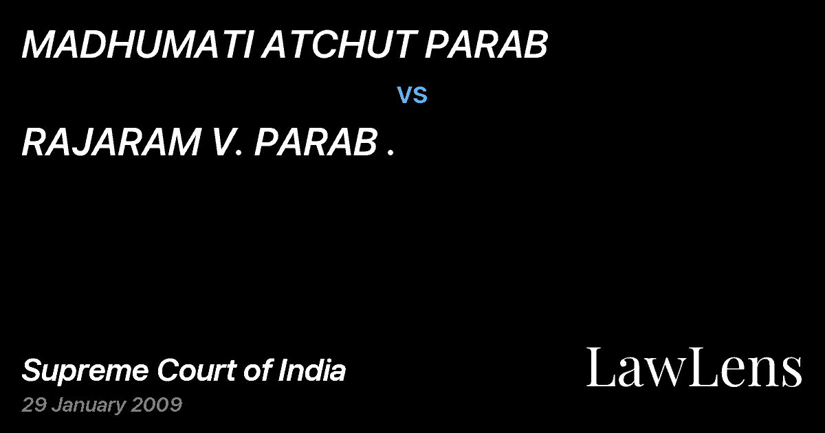 Preview image for MADHUMATI ATCHUT PARAB vs. RAJARAM V. PARAB .